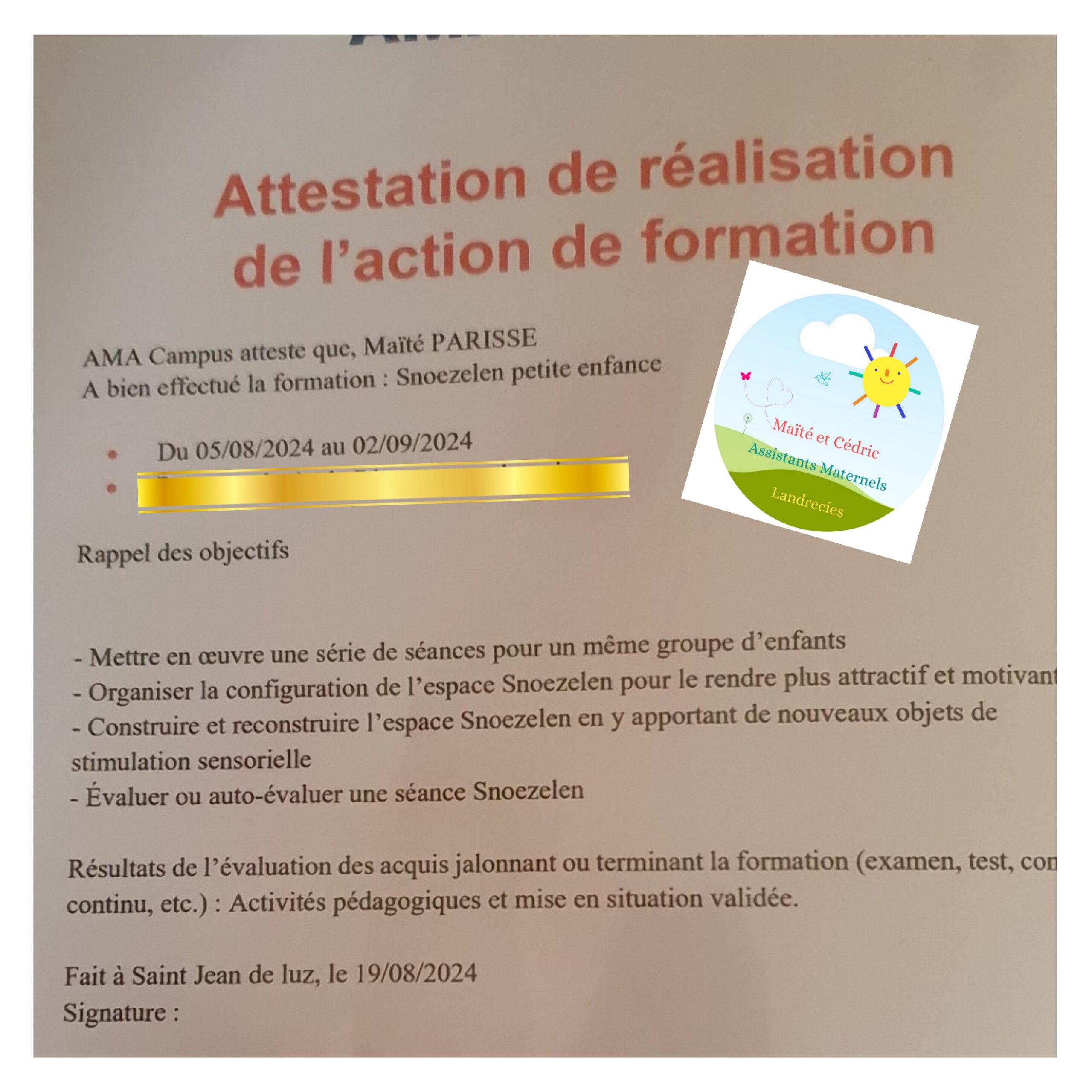 Formation Snozelen petite enfance: Validée