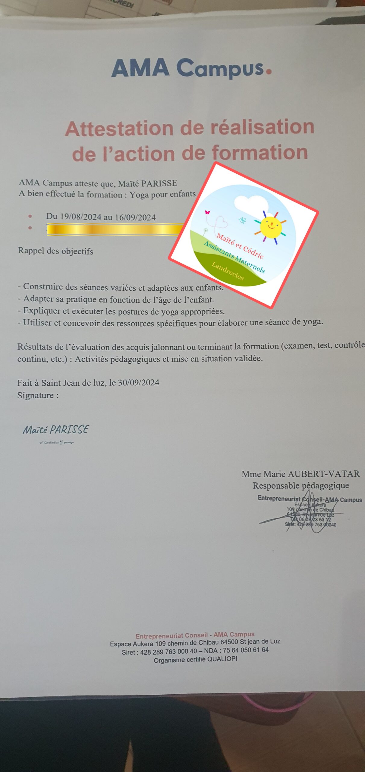 Formation Yoga pour enfants à partir de 18 mois: Validée.