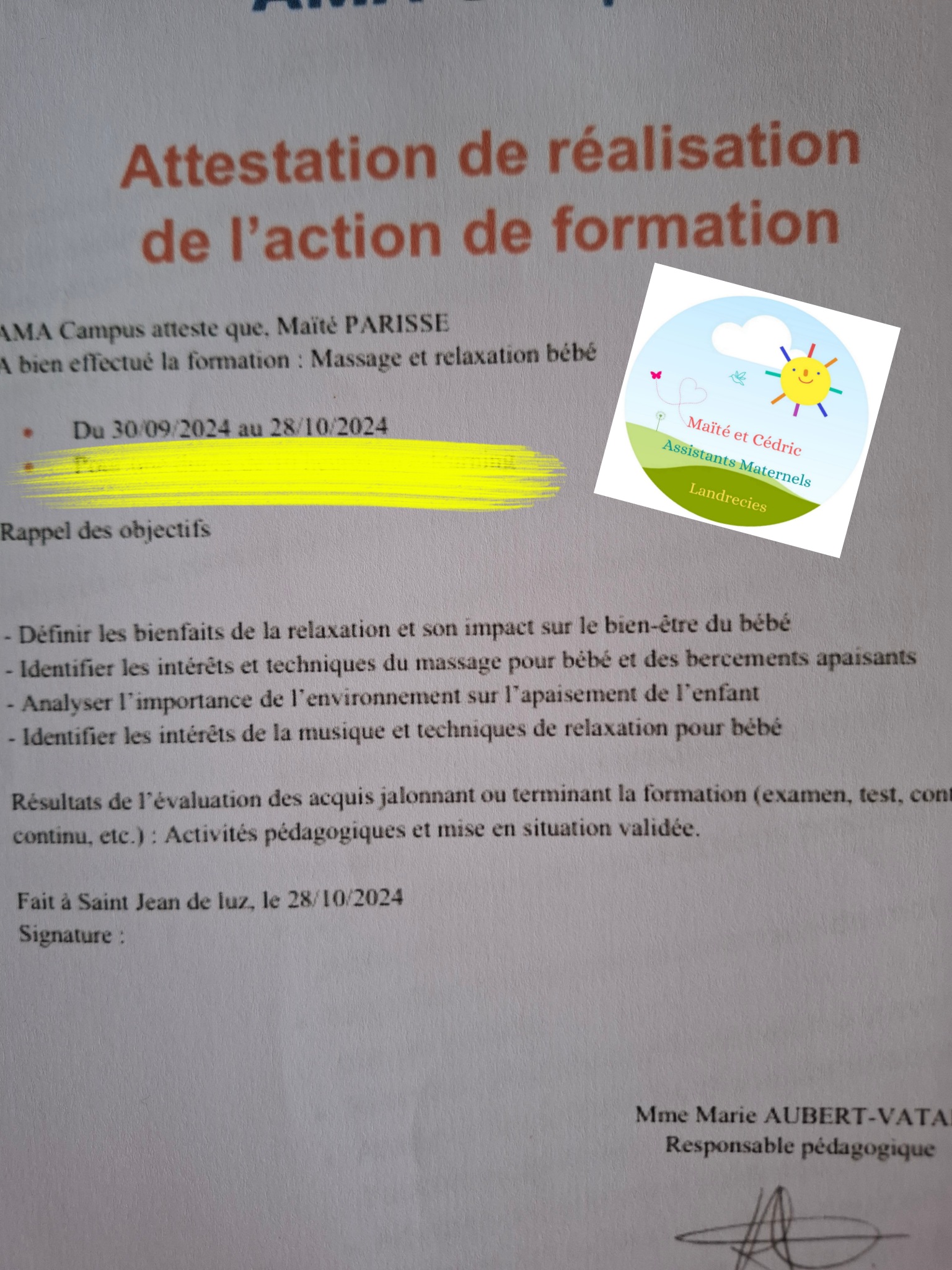 Formation massage et relaxation bébé : Validée